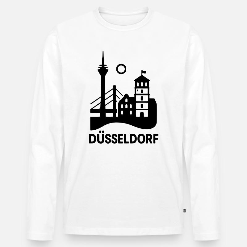 Düsseldorf Wahrzeichen Silhouette - Männer Premium Bio Langarmshirt - Weiß