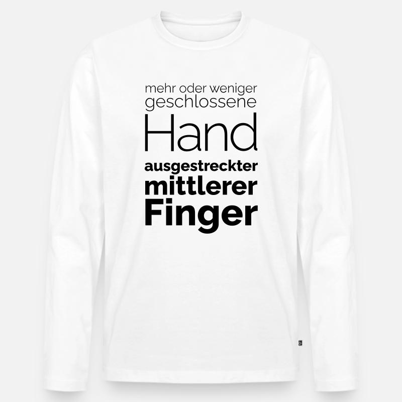 Mittlerer Finger - Männer Premium Bio Langarmshirt - Weiß