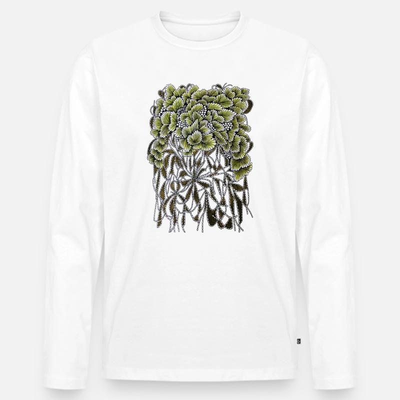 Fächerblätter mit hängenden Wurzeln - Männer Premium Bio Langarmshirt - Weiß