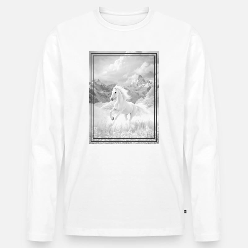 Pferd - Männer Premium Bio Langarmshirt - Weiß