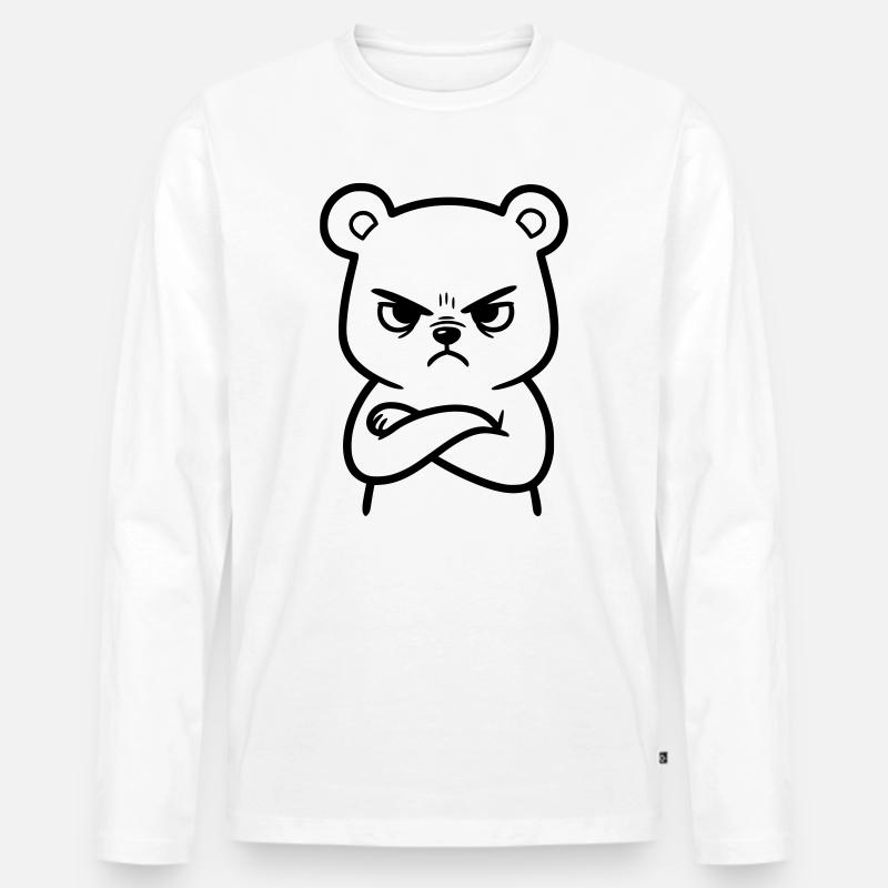 Wütender Bär Cartoon Illustration - Männer Premium Bio Langarmshirt - Weiß