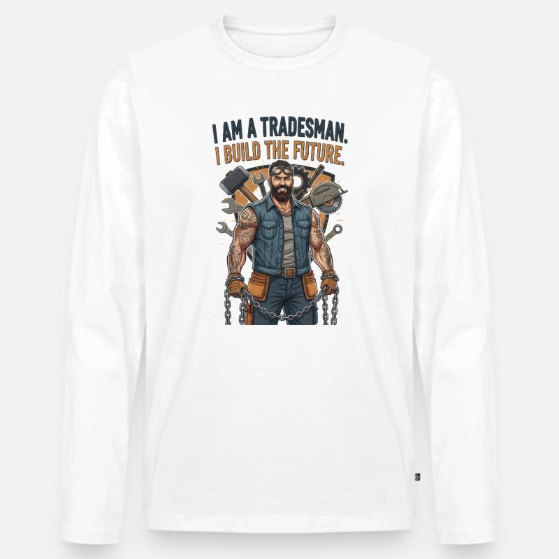Stolzer Handwerker Handwerks Beruf Geschenk - Männer Premium Bio Langarmshirt - Weiß
