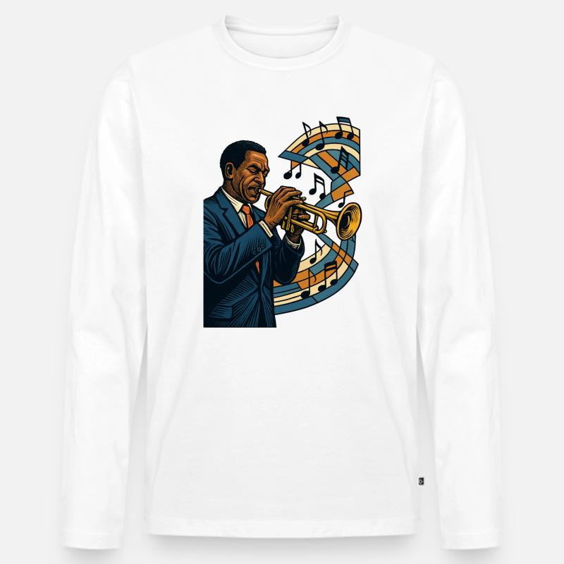 Trompeter Jazz Bebop Groove Poster Geschenk - Männer Premium Bio Langarmshirt - Weiß