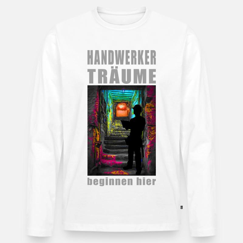 Handwerker Träume: Neonpfad - Männer Premium Bio Langarmshirt - Weiß