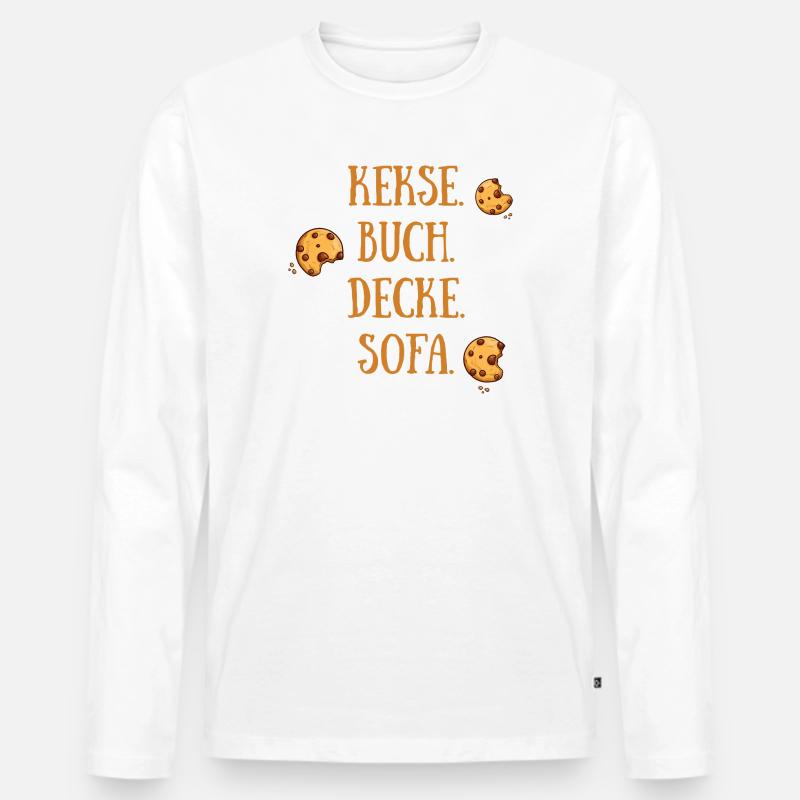Kekse Buch Decke Sofa - Männer Premium Bio Langarmshirt - Weiß