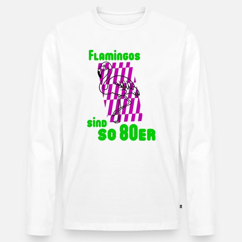 Flamingos 80er - Männer Premium Bio Langarmshirt - Weiß