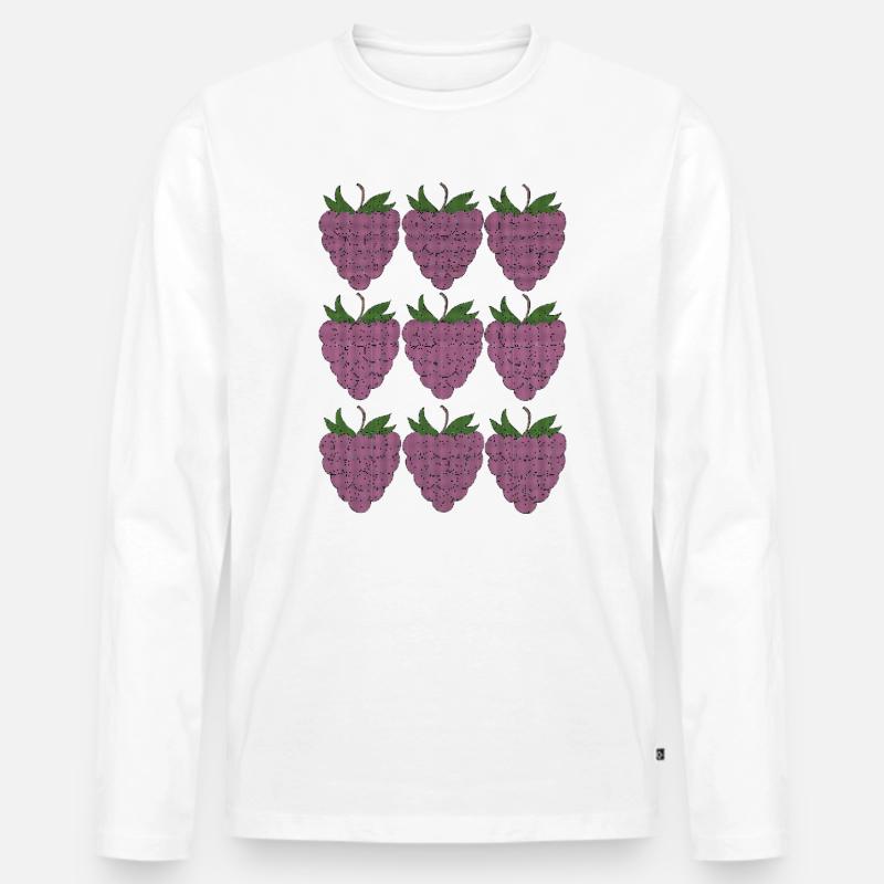 raspberry pattern textile - Men's Premium Organic Long Sleeve Shirt - white