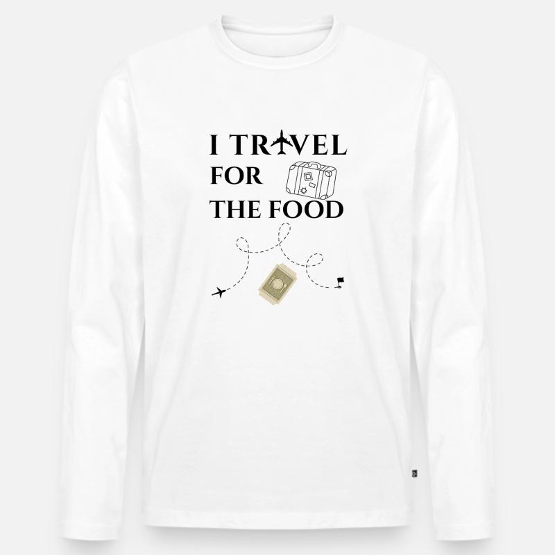 Ich reise fürs Essen - Männer Premium Bio Langarmshirt - Weiß