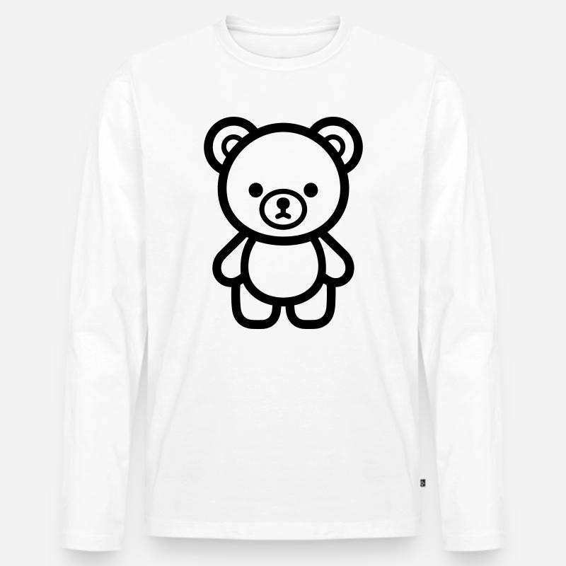 Bärenjunges - Männer Premium Bio Langarmshirt - Weiß