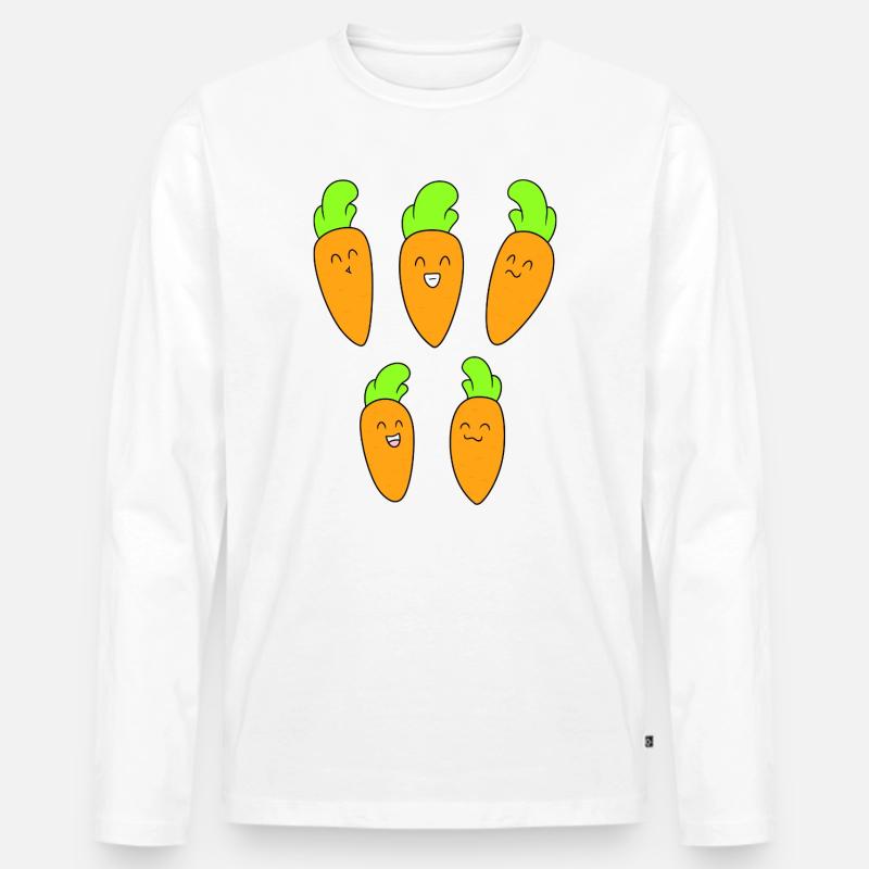 Süßes Karottengesicht - Männer Premium Bio Langarmshirt - Weiß