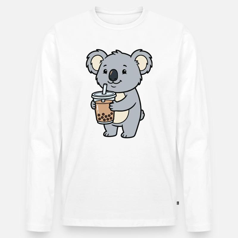 Koala-Bubble-Tea - Männer Premium Bio Langarmshirt - Weiß