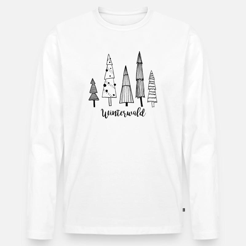 Winterwald - Männer Premium Bio Langarmshirt - Weiß