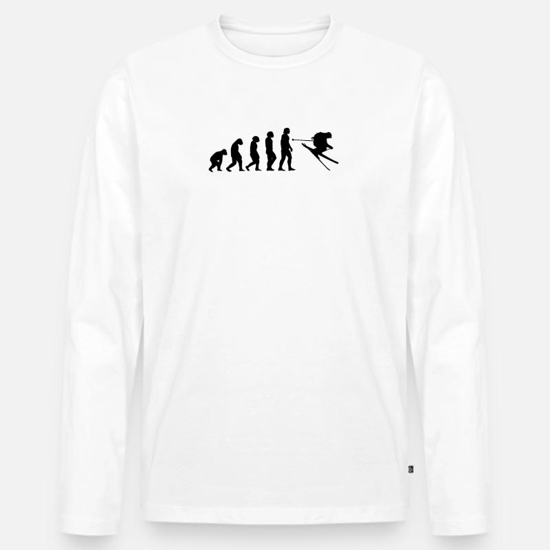 Ski Evolution Tshirt - Männer Premium Bio Langarmshirt - Weiß