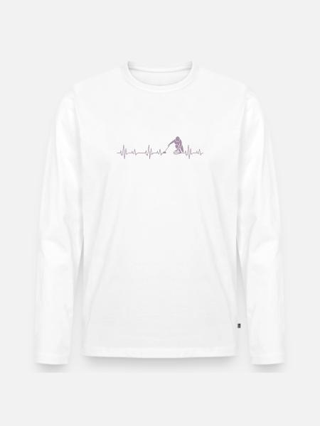 Idées cadeaux Curling Heartbeat - T-shirt manches longues Premium bio Homme - blanc