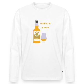 Mauvaises décisions Dicton du whisky - T-shirt manches longues Premium bio Homme - blanc - Devant - Nico (187cm)
