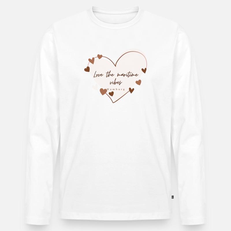 Ich liebe mit Herz Hamburg - Männer Premium Bio Langarmshirt - Weiß