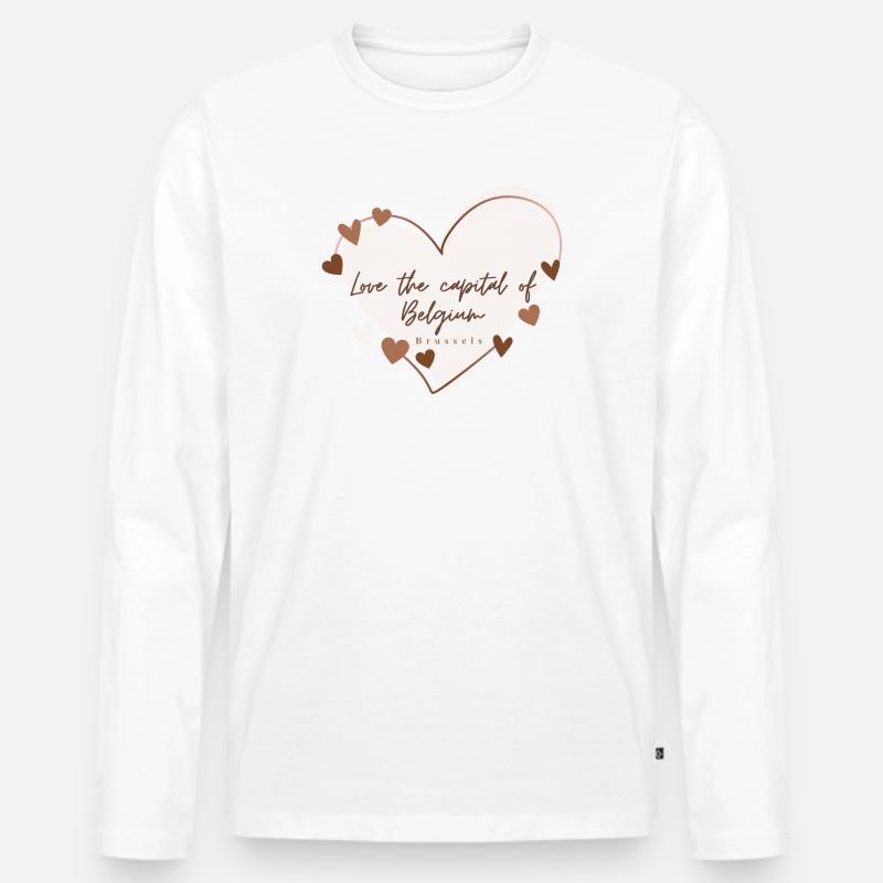 Ich liebe mit Herz Brüssel - Männer Premium Bio Langarmshirt - Weiß