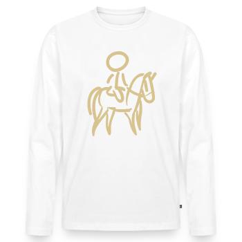 Cavalier sur Cavalier Minimalisme Minimaliste - T-shirt manches longues Premium bio Homme - blanc - Devant - Nico (187cm)