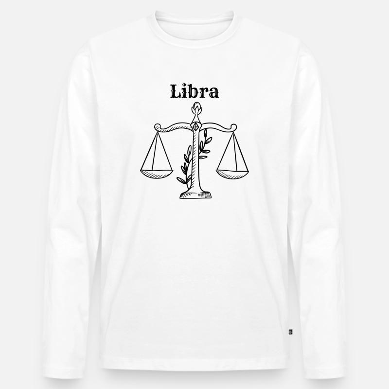 Libra - Männer Premium Bio Langarmshirt - Weiß