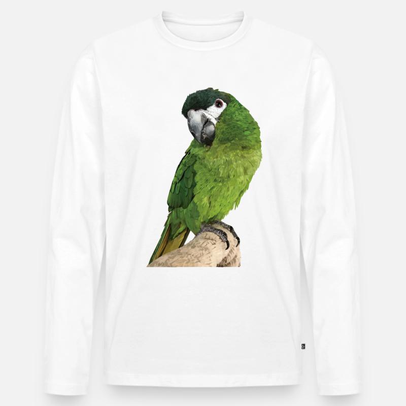 Der edle Ara - Männer Premium Bio Langarmshirt - Weiß