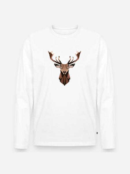 Hjort - Männer Premium Bio Langarmshirt - Weiß