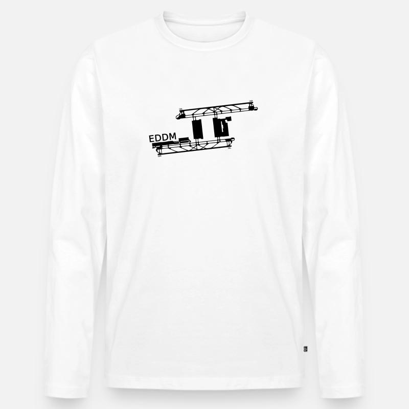 EDDM/MUC - Flughafen München - Männer Premium Bio Langarmshirt - Weiß