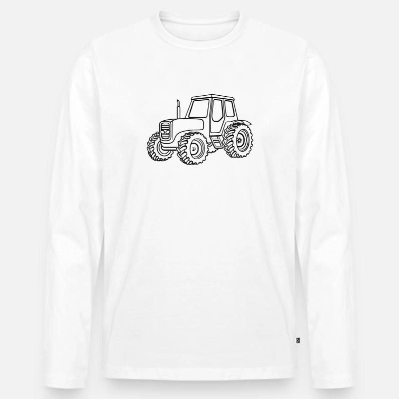 Traktor, schwarz - Männer Premium Bio Langarmshirt - Weiß