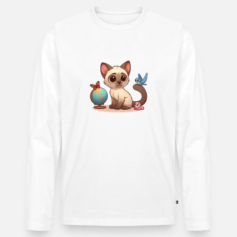 Siamesisch 3 - Männer Premium Bio Langarmshirt - Weiß