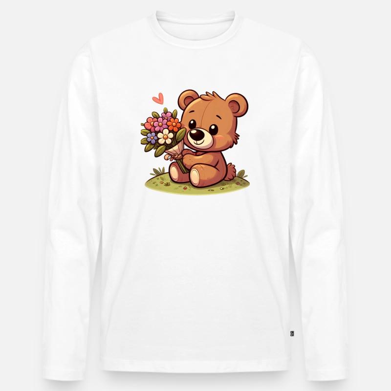 Teddybär 4 - Männer Premium Bio Langarmshirt - Weiß