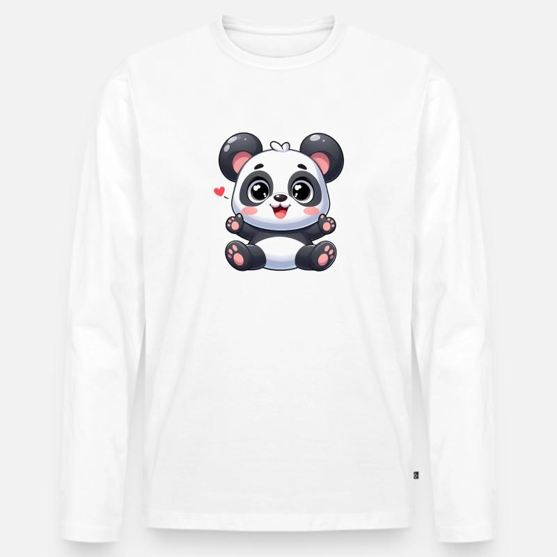 Panda 11 - Männer Premium Bio Langarmshirt - Weiß