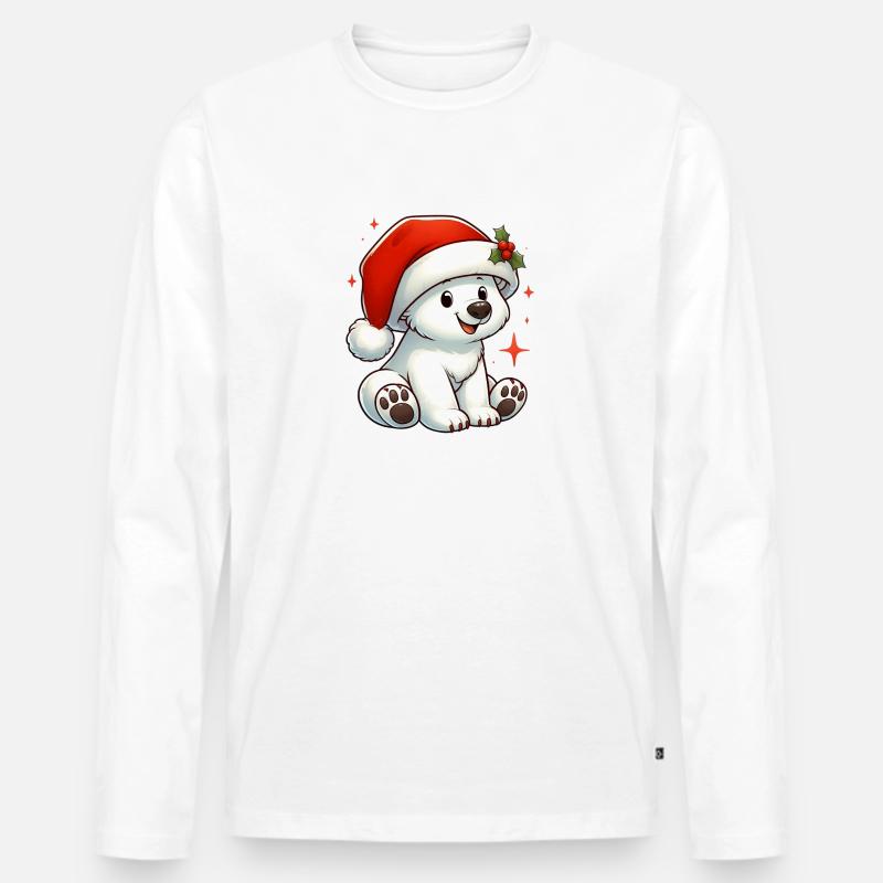Eisbär 11 - Männer Premium Bio Langarmshirt - Weiß