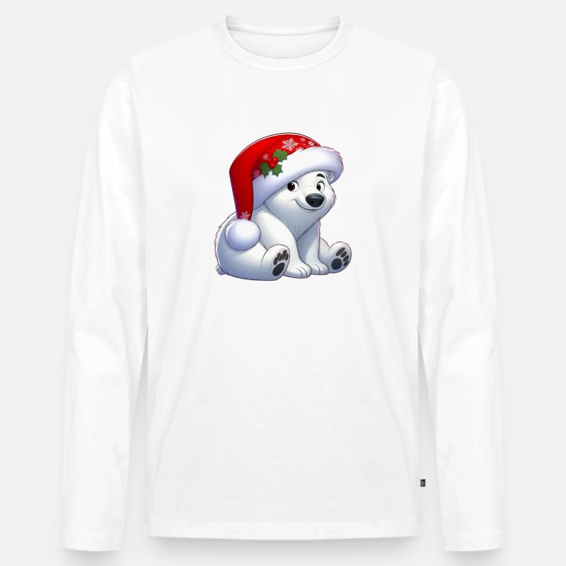 Eisbär 12 - Männer Premium Bio Langarmshirt - Weiß