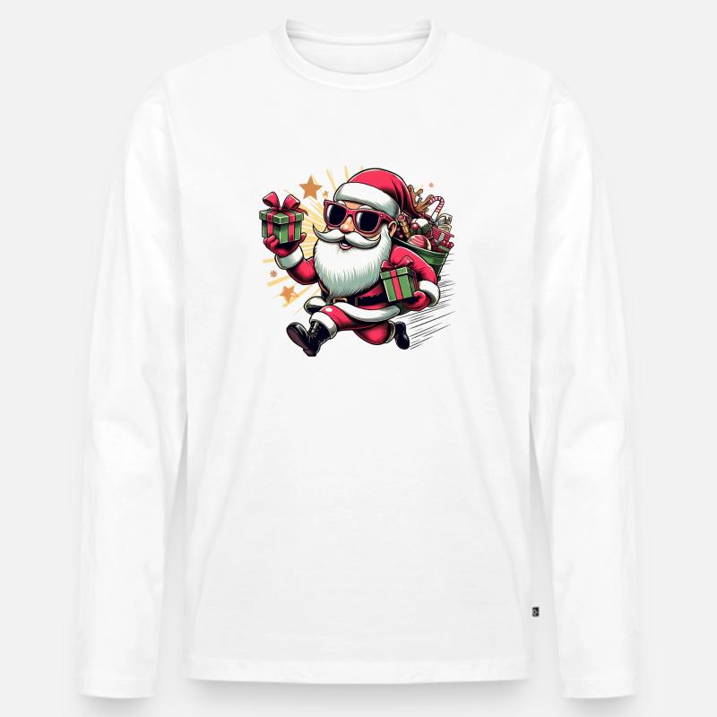Santa Fun 10 - Männer Premium Bio Langarmshirt - Weiß