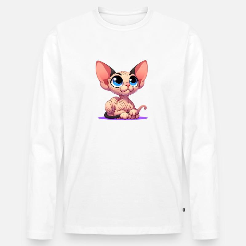 Sphynx 2 - Männer Premium Bio Langarmshirt - Weiß