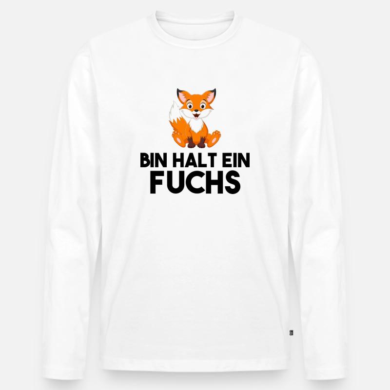 Bin Halt Ein Fuchs - Männer Premium Bio Langarmshirt - Weiß