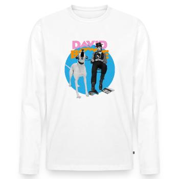 David Bowie Und Hund Max - Männer Premium Bio Langarmshirt - Weiß - Vorne - Nico (187cm)