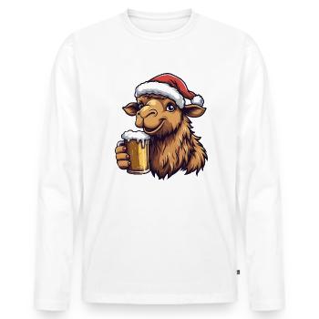 Kamel Weihnachten Bier Lustig - Männer Premium Bio Langarmshirt - Weiß - Vorne - Nico (187cm)