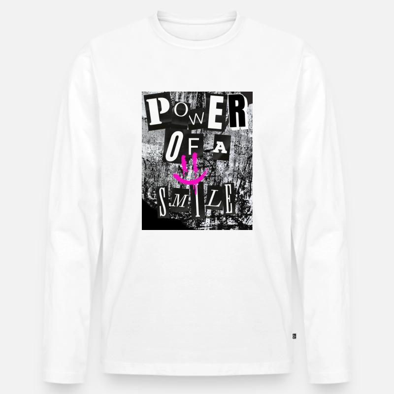 Die Kraft eines Lächelns - Männer Premium Bio Langarmshirt - Weiß