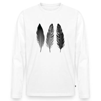 Boho | Feather Style | Illustration - Männer Premium Bio Langarmshirt - Weiß - Vorne - Nico (187cm)
