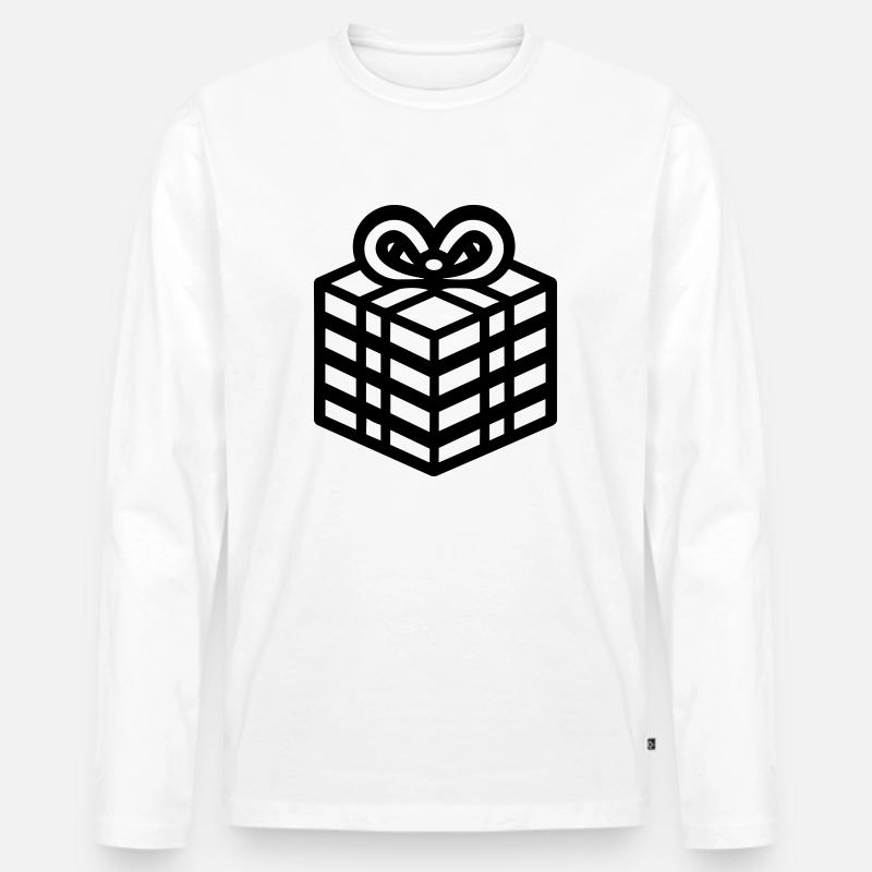 Kleine Geschenkbox - Männer Premium Bio Langarmshirt - Weiß