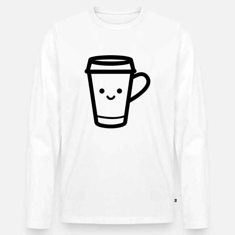 Kaffeebecher - Männer Premium Bio Langarmshirt - Weiß
