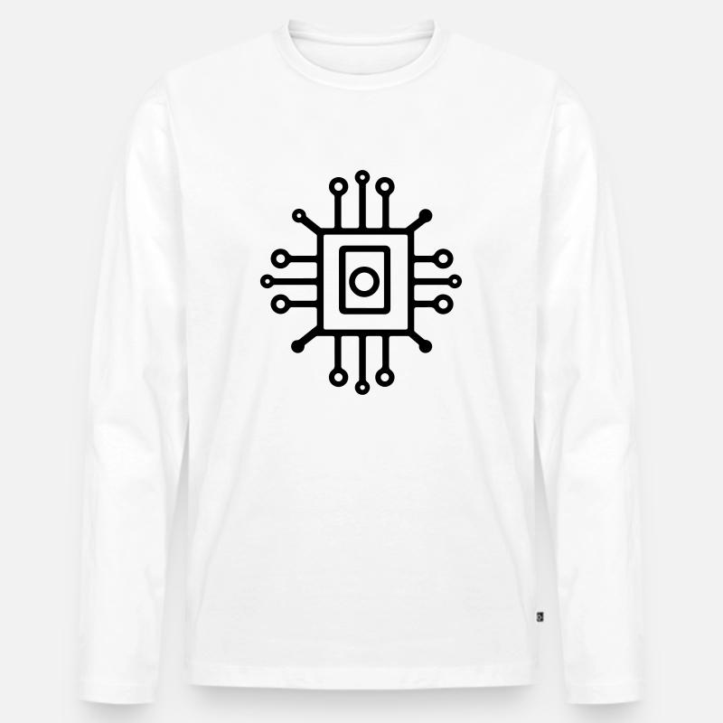 Digital Computer Chip Symbol - Männer Premium Bio Langarmshirt - Weiß