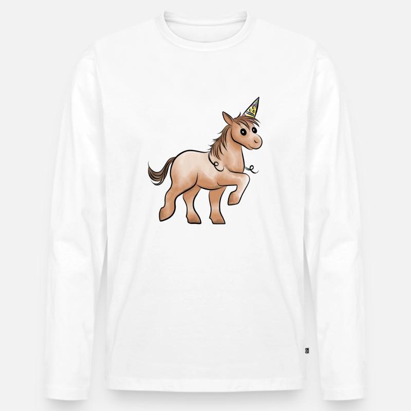 Pferdchen - Männer Premium Bio Langarmshirt - Weiß