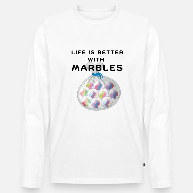 LIFE IS BETTER WITH MARBLES Gerne Murmel spielen - Männer Premium Bio Langarmshirt - Weiß