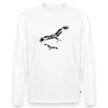 Rotmilan Milvus Milvus Red Kite - Men's Premium Organic Long Sleeve Shirt - white - Front - Nico (187cm)