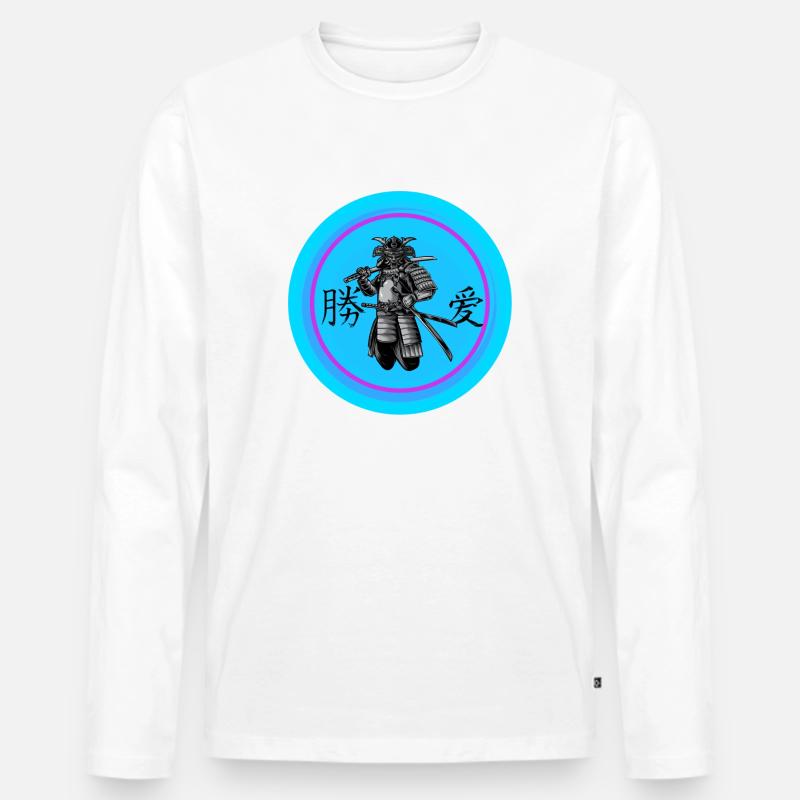 Neon Samurai - Männer Premium Bio Langarmshirt - Weiß
