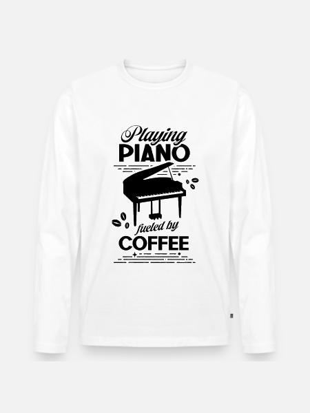 Suonare il pianoforte al pianoforte al piano - Maglia a manica lunga ecologica premium da uomo - bianco