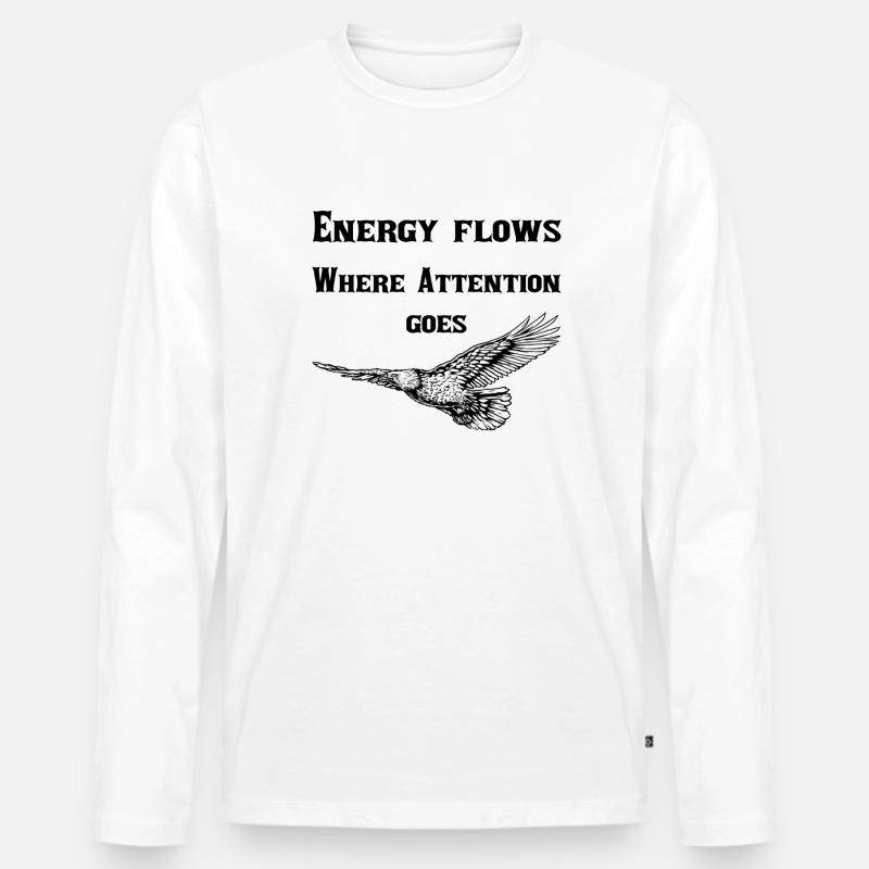 Energy flows where Attention goes - Männer Premium Bio Langarmshirt - Weiß