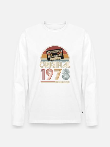 1978 Vintage Jahrgang Geburtstag Retro Geschenk - Männer Premium Bio Langarmshirt - Weiß