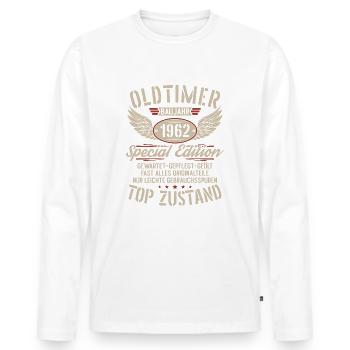 Oldtimer Baujahr 1962 Jahrgang Geburtstag Geschenk - Männer Premium Bio Langarmshirt - Weiß - Vorne - Nico (187cm)